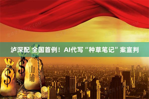 泸深配 全国首例！AI代写“种草笔记”案宣判
